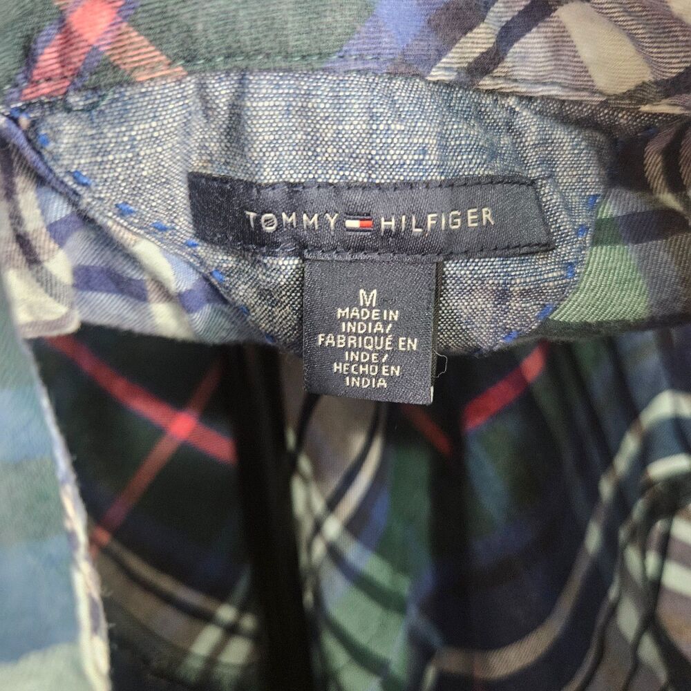 Tommy Hilfiger Women's Plaid Western Shirt Medium Blue Pink Snap Front Cotton - Picture 3 of 8